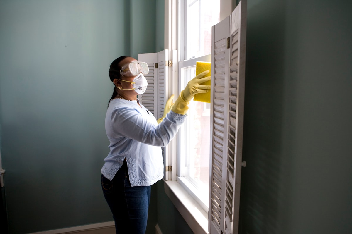 A tradesperson working on a home repair